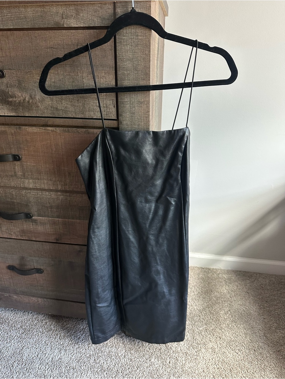 wild fable Black Faux Leather Mini Slip Dress